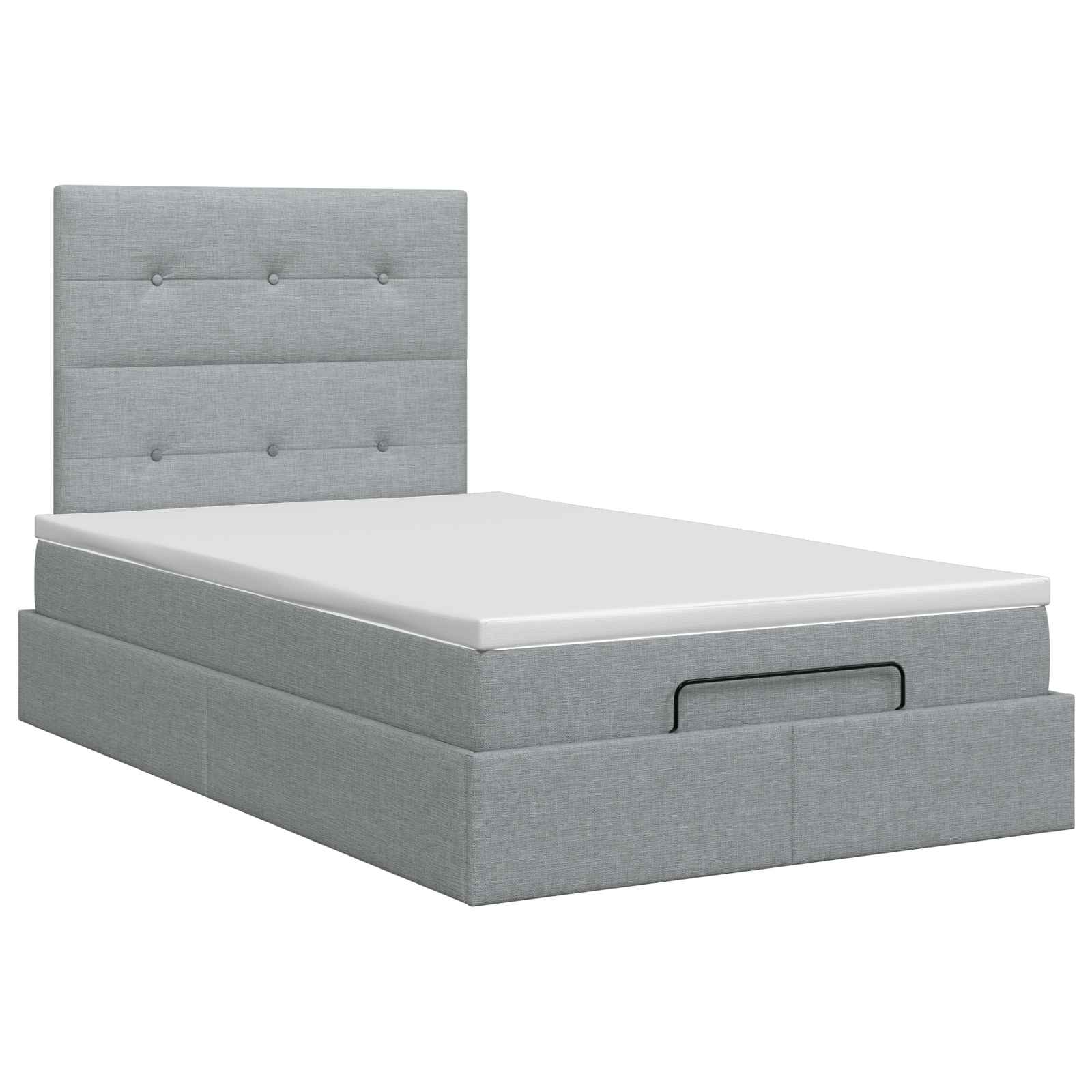 Ottoman Bett mit Matratze Hellgrau 120 x 200 cm Stoff