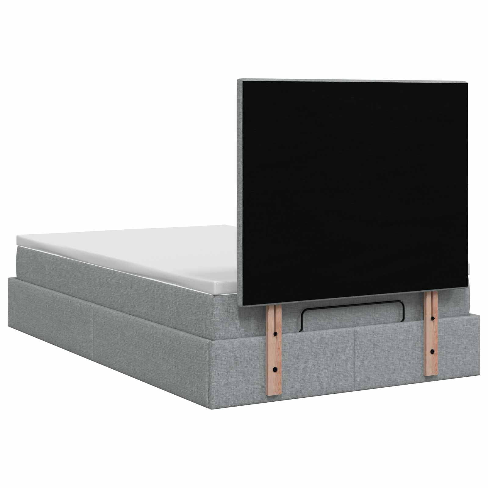 Ottoman Bett mit Matratze Hellgrau 120 x 200 cm Stoff