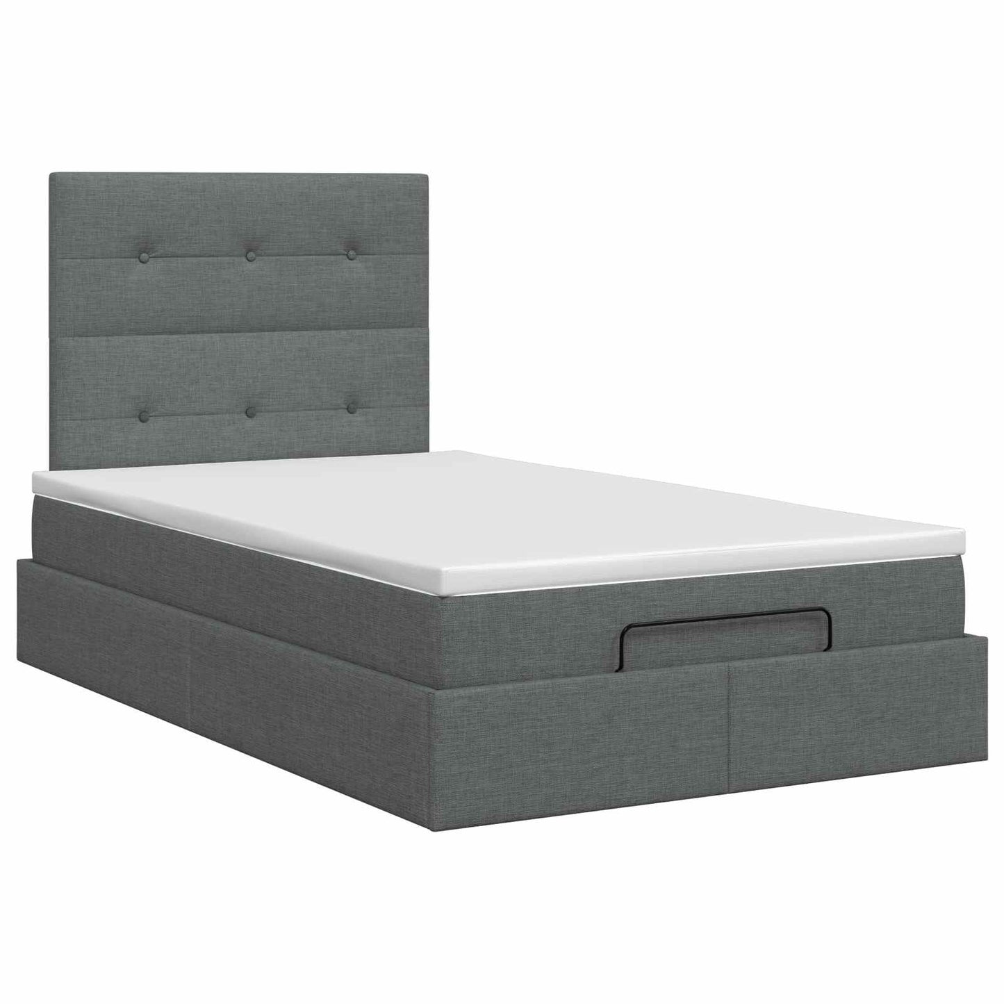 Ottoman Bett mit Matratze Dunkelgrau 120 x 200 cm Stoff