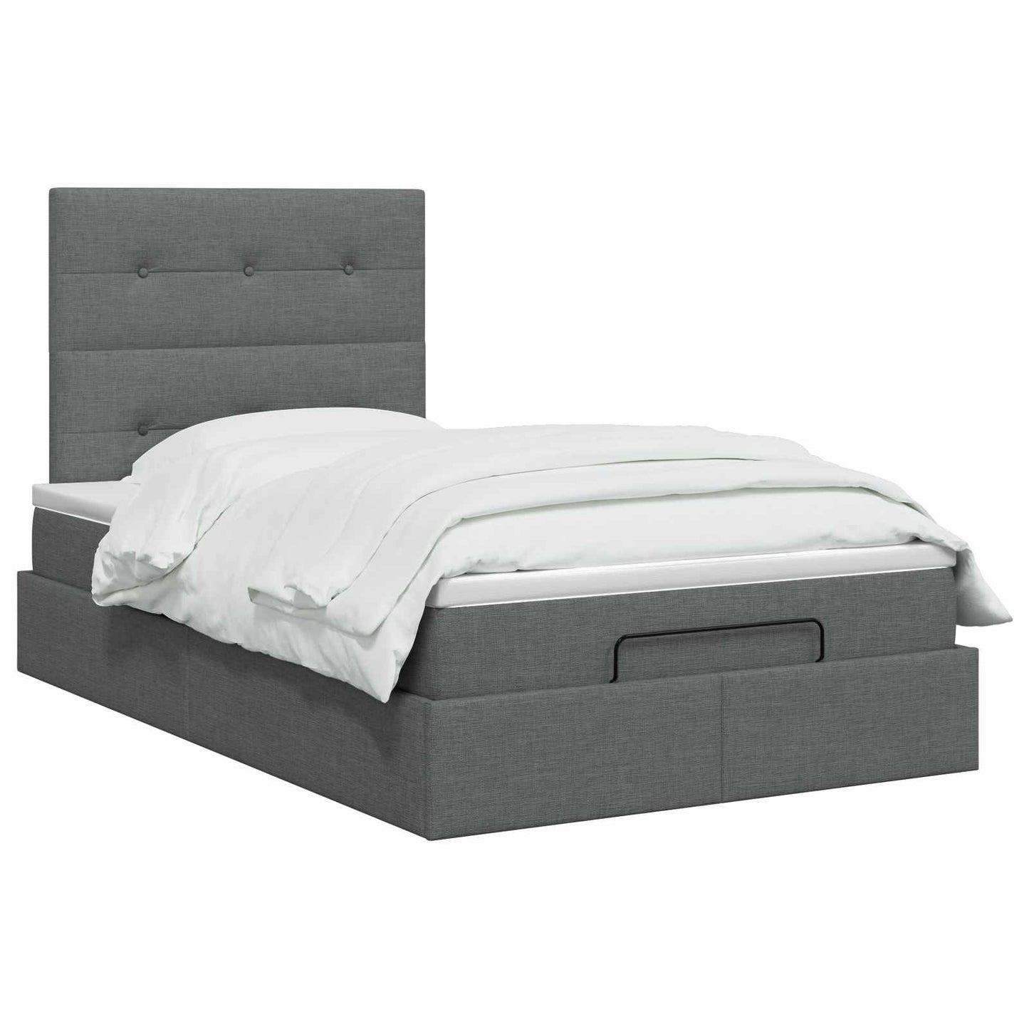 Ottoman Bett mit Matratze Dunkelgrau 120 x 200 cm Stoff