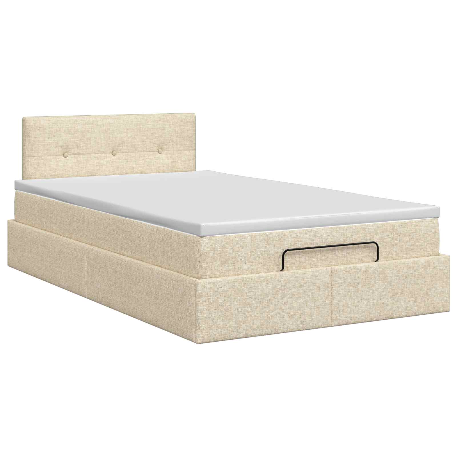 Ottoman Bett mit Matratze mit Kopfteil Creme 120 x 200 cm Stoff