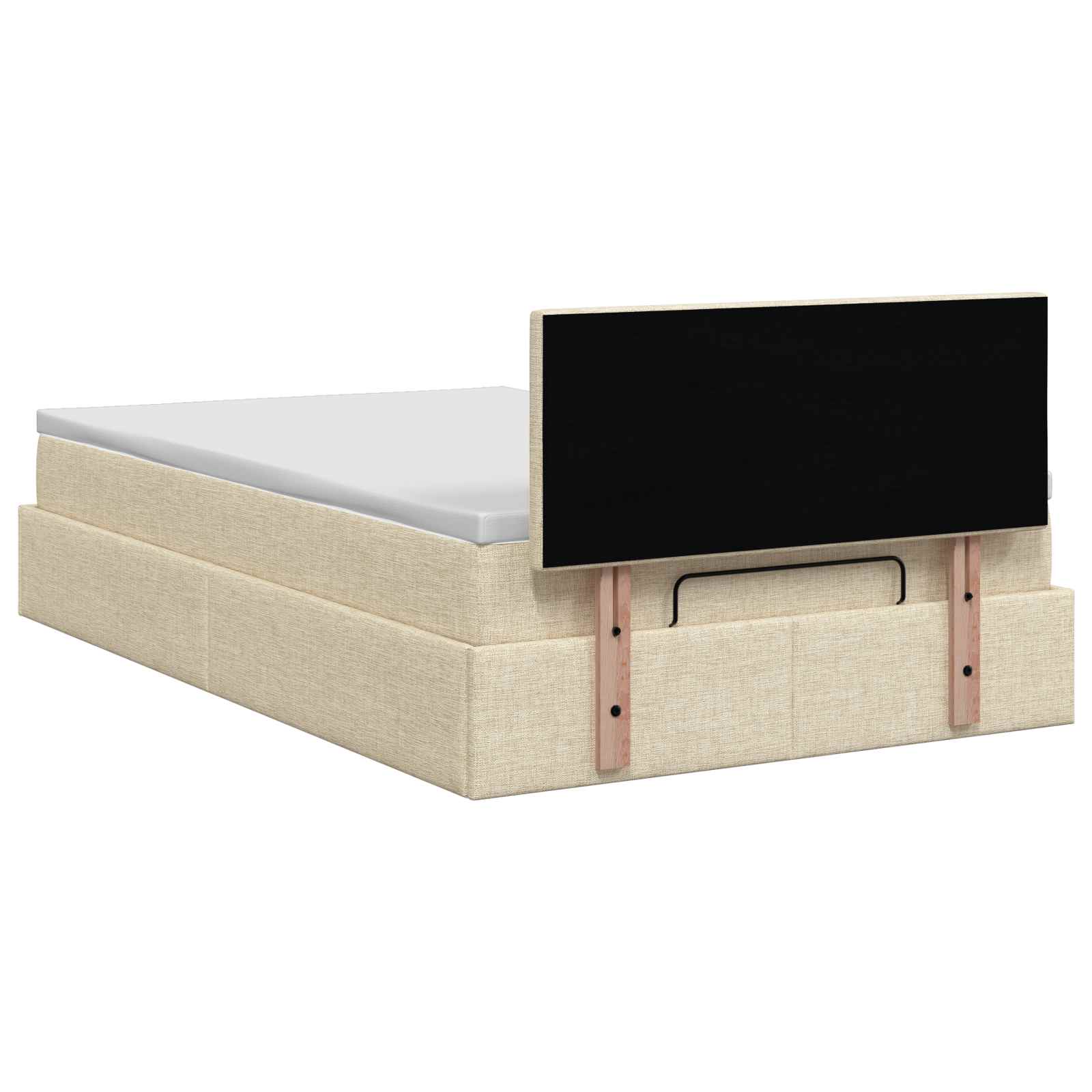 Ottoman Bett mit Matratze mit Kopfteil Creme 120 x 200 cm Stoff