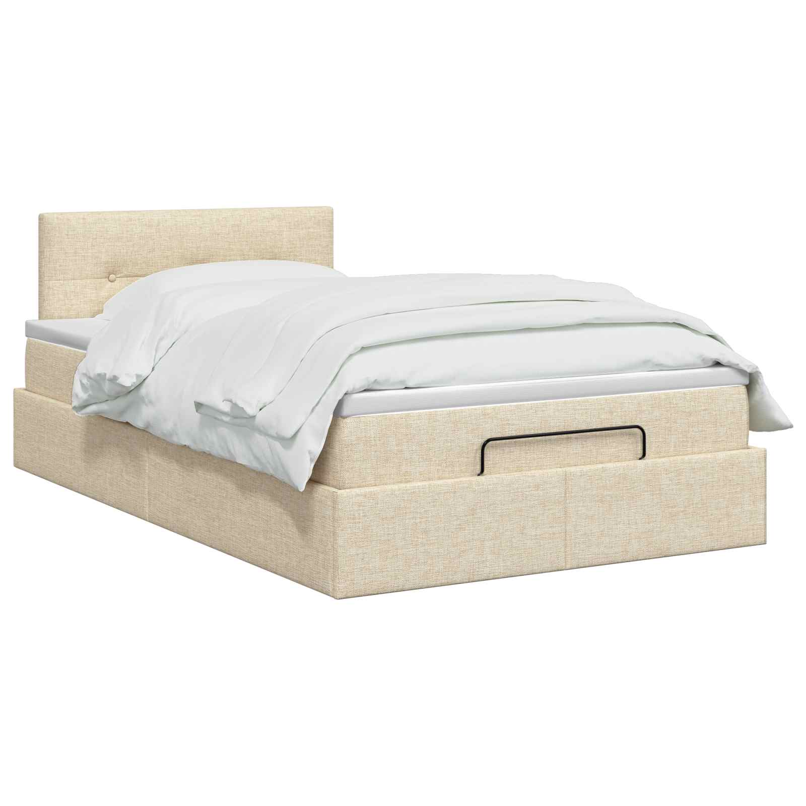 Ottoman Bett mit Matratze mit Kopfteil Creme 120 x 200 cm Stoff