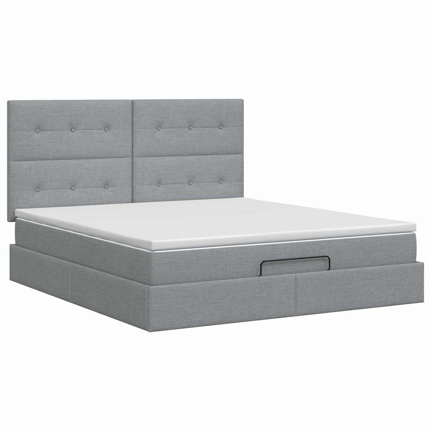 Ottoman Bett mit Matratze Hellgrau 140 x 190 cm Stoff