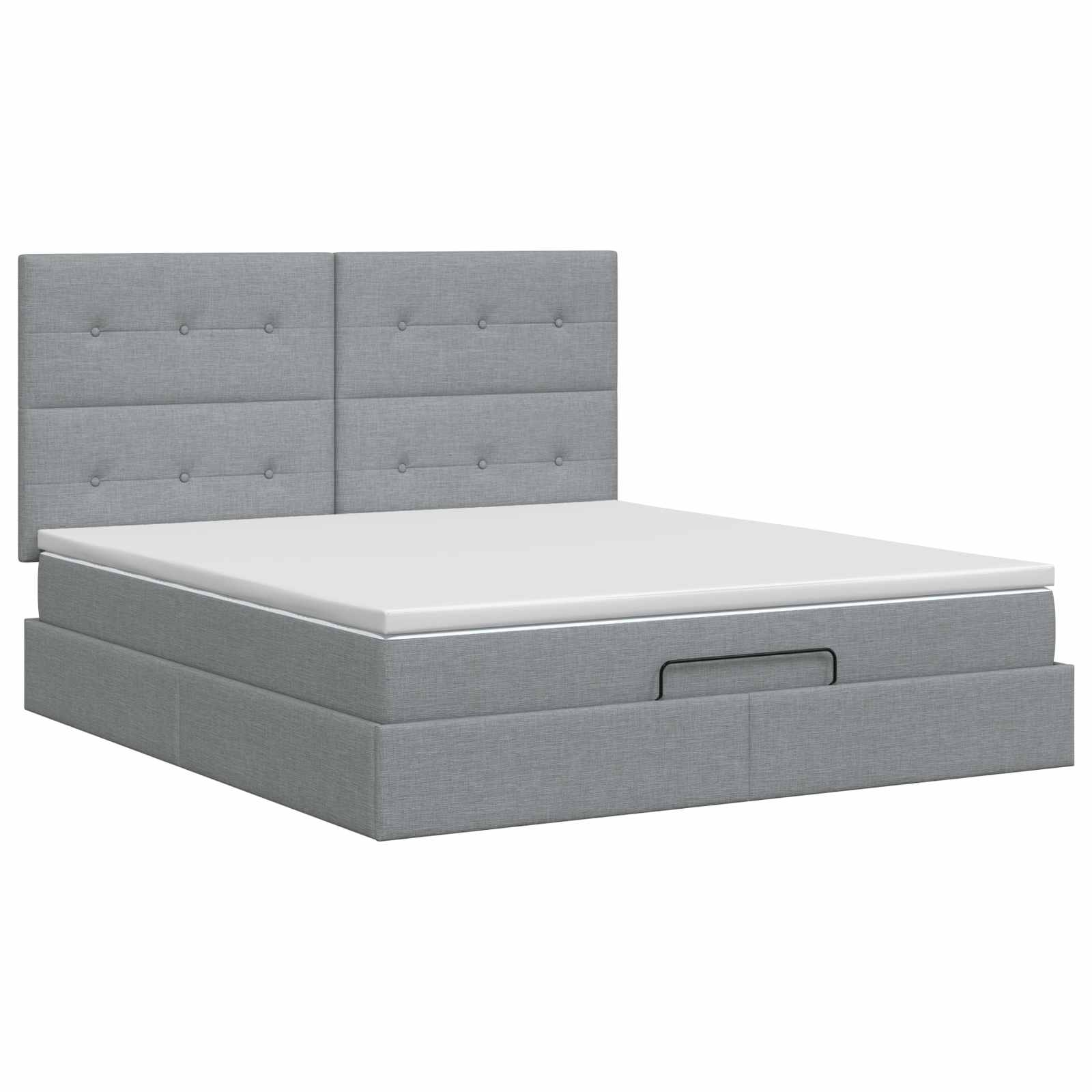Ottoman Bett mit Matratze Hellgrau 140 x 190 cm Stoff