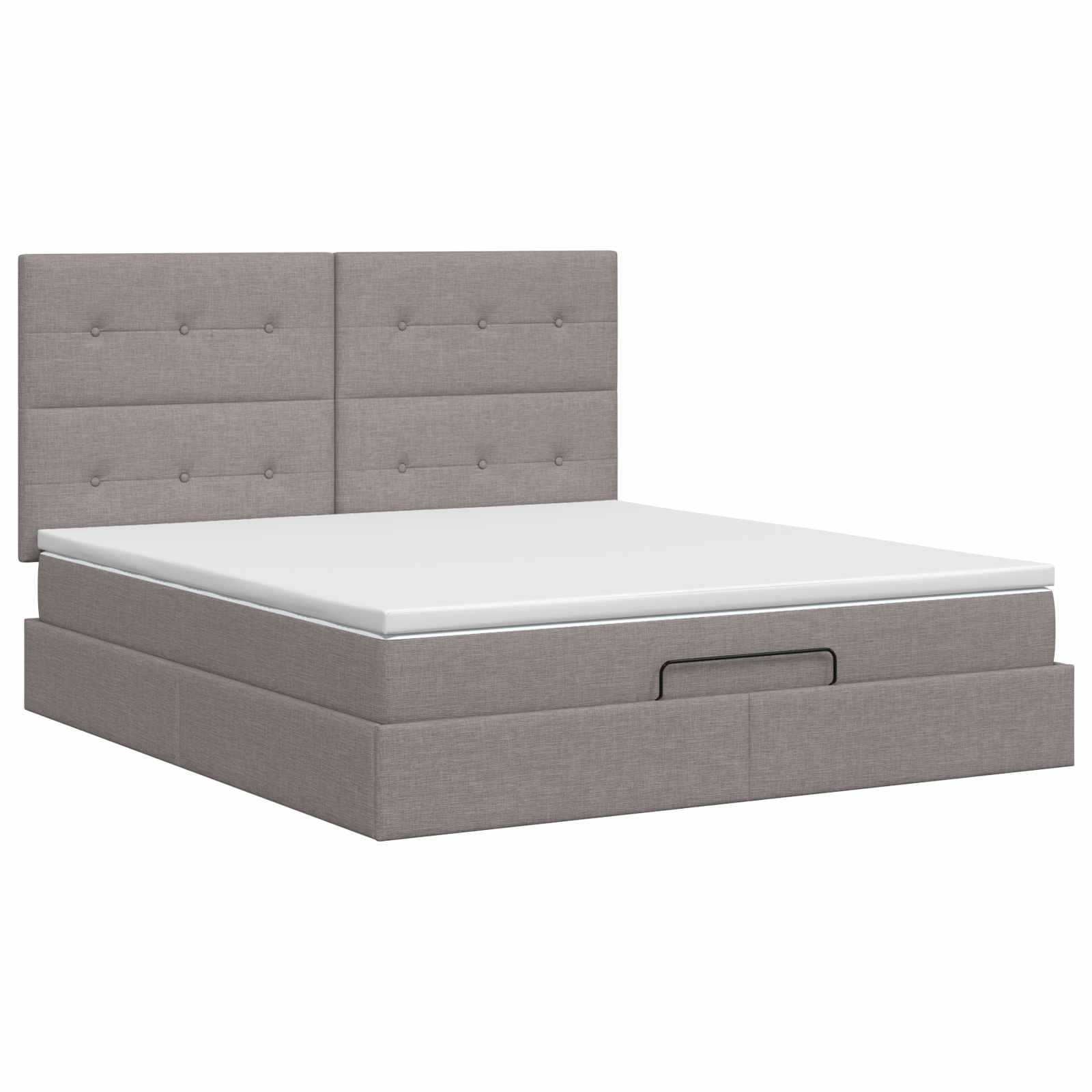 Ottoman Bett mit Matratze mit Kopfteil Taupe 140 x 190 cm Stoff
