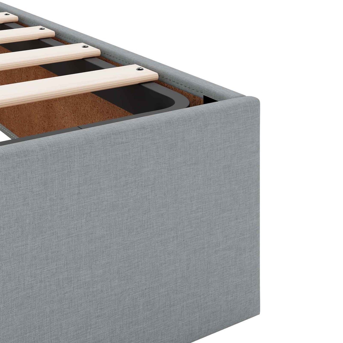 Ottoman Bett mit Matratze Hellgrau 140 x 200 cm Stoff