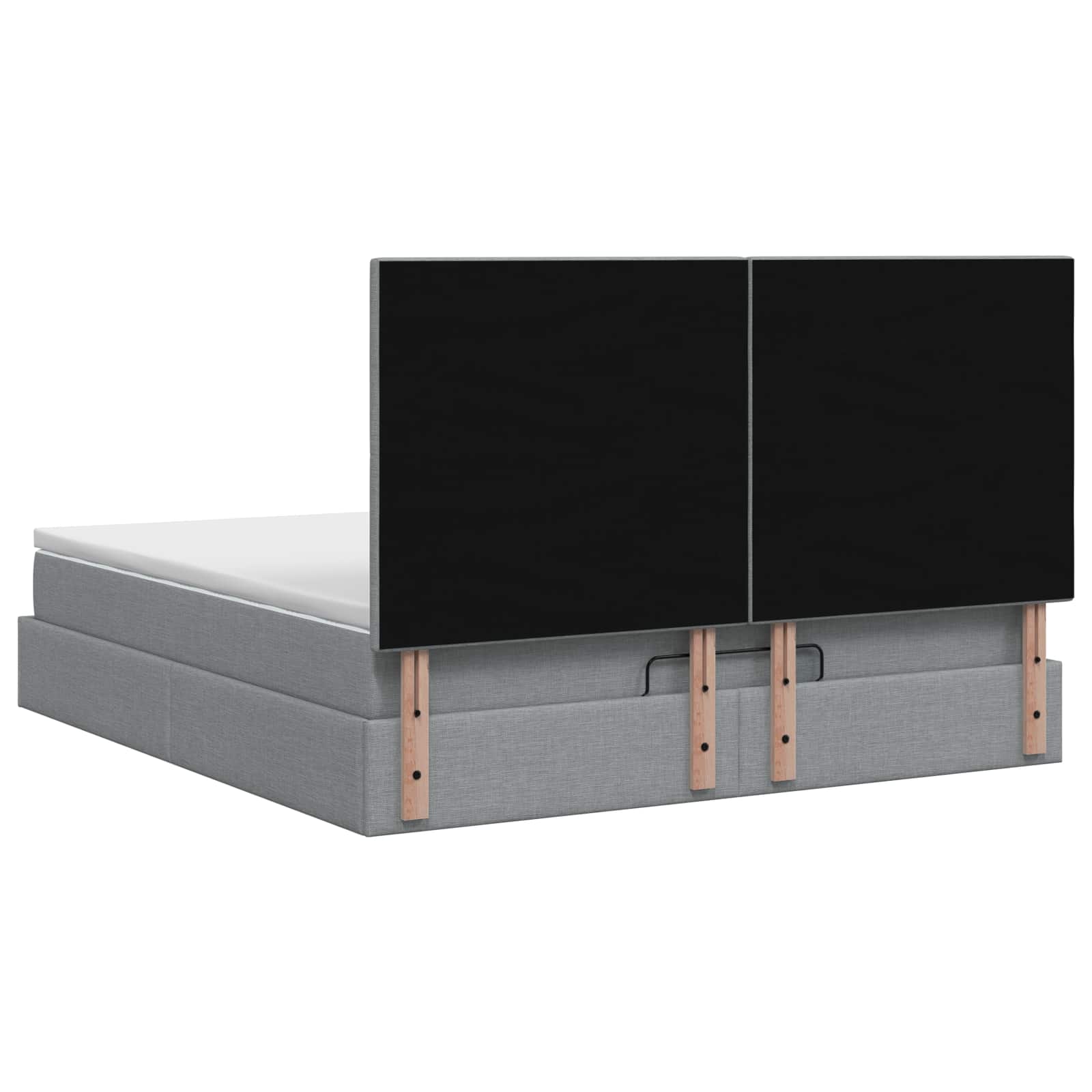 Ottoman Bett mit Matratze Hellgrau 140 x 200 cm Stoff