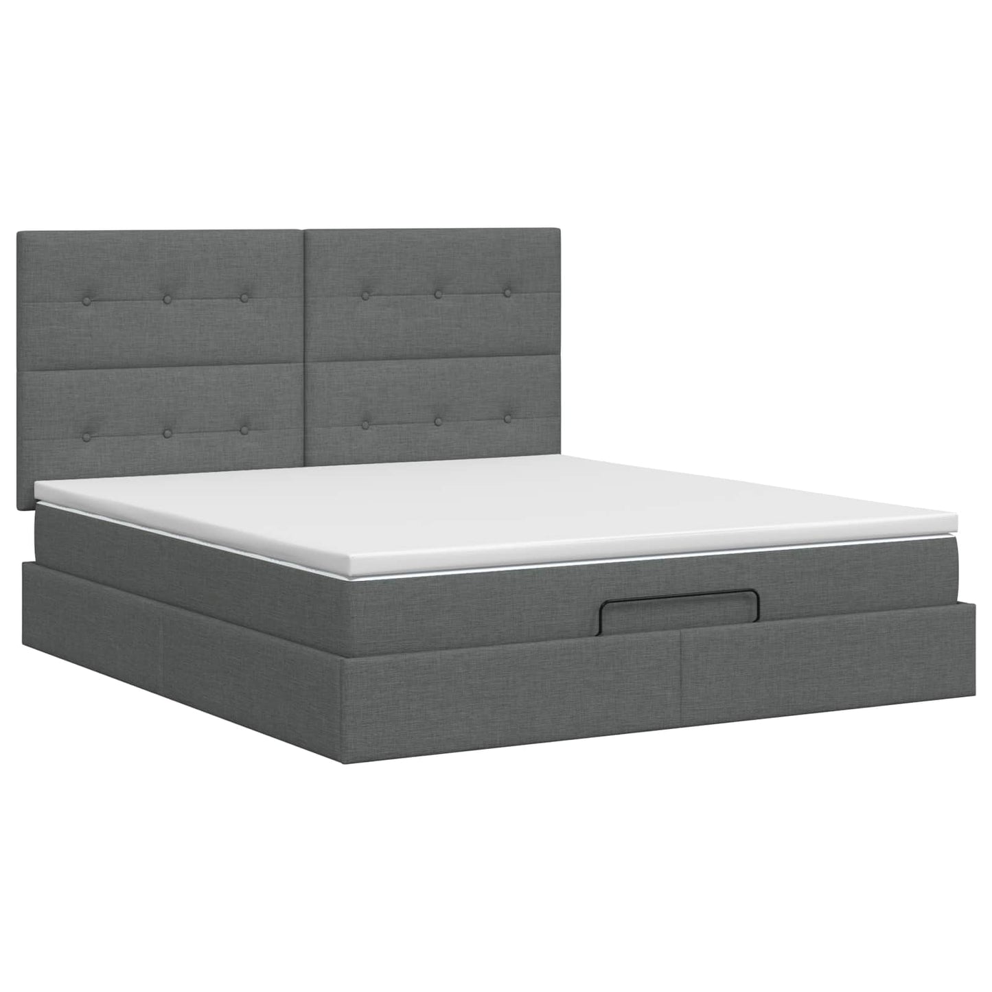 Ottoman Bett mit Matratze Dunkelgrau 140 x 200 cm Stoff