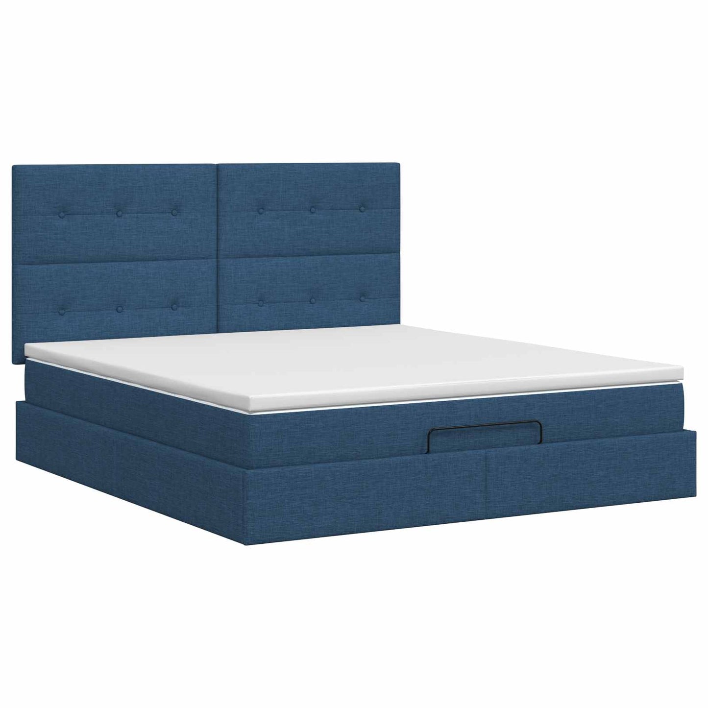 Ottoman Bett mit Matratze mit Kopfteil Blau 140 x 200 cm Stoff