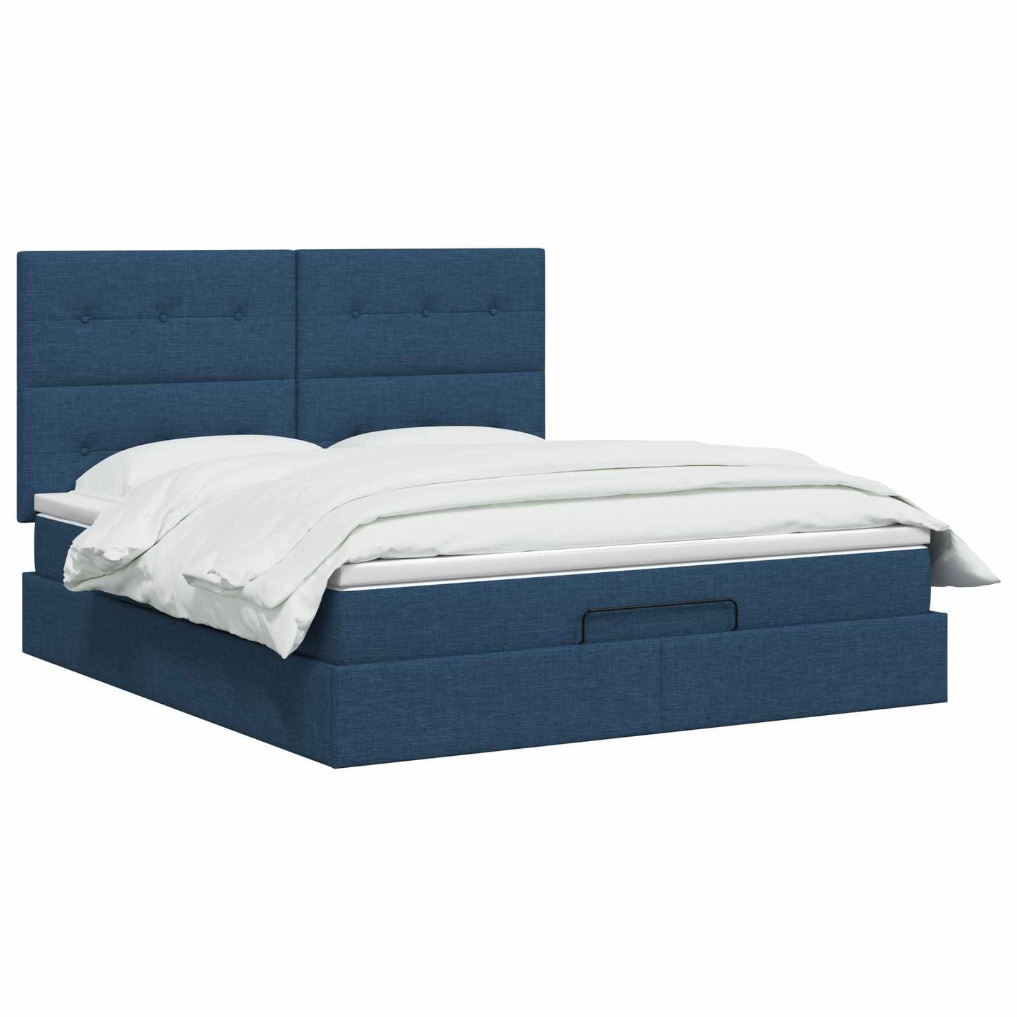 Ottoman Bett mit Matratze mit Kopfteil Blau 140 x 200 cm Stoff