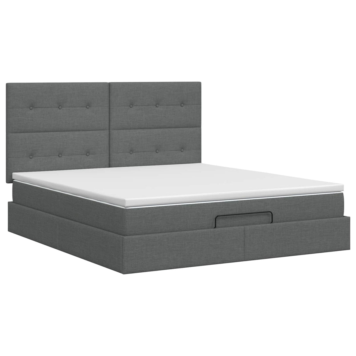 Ottoman Bett mit Matratze Dunkelgrau 160 x 200 cm Stoff