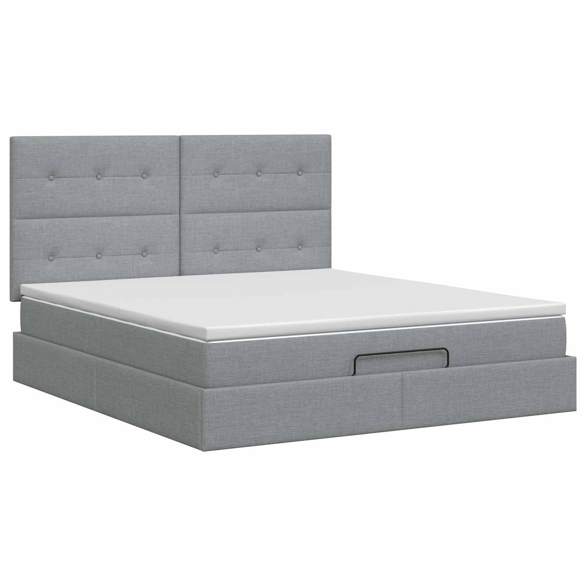 Ottoman Bett mit Matratze Hellgrau 180 x 200 cm Stoff