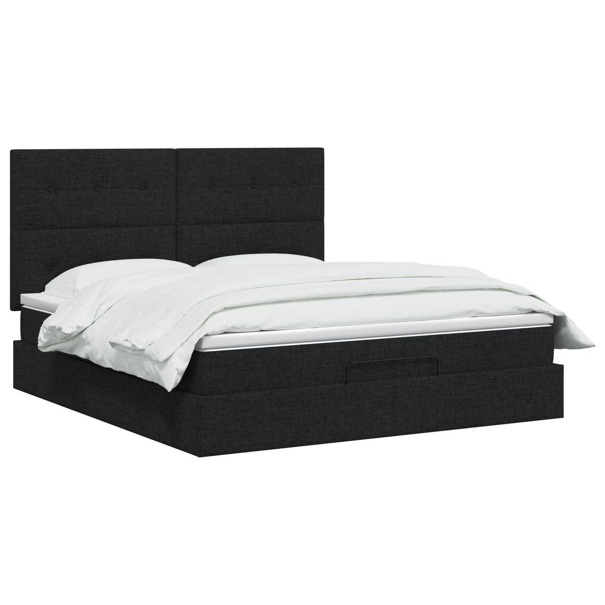 Ottoman Bett mit Matratze Schwarz 180 x 200 cm Stoff