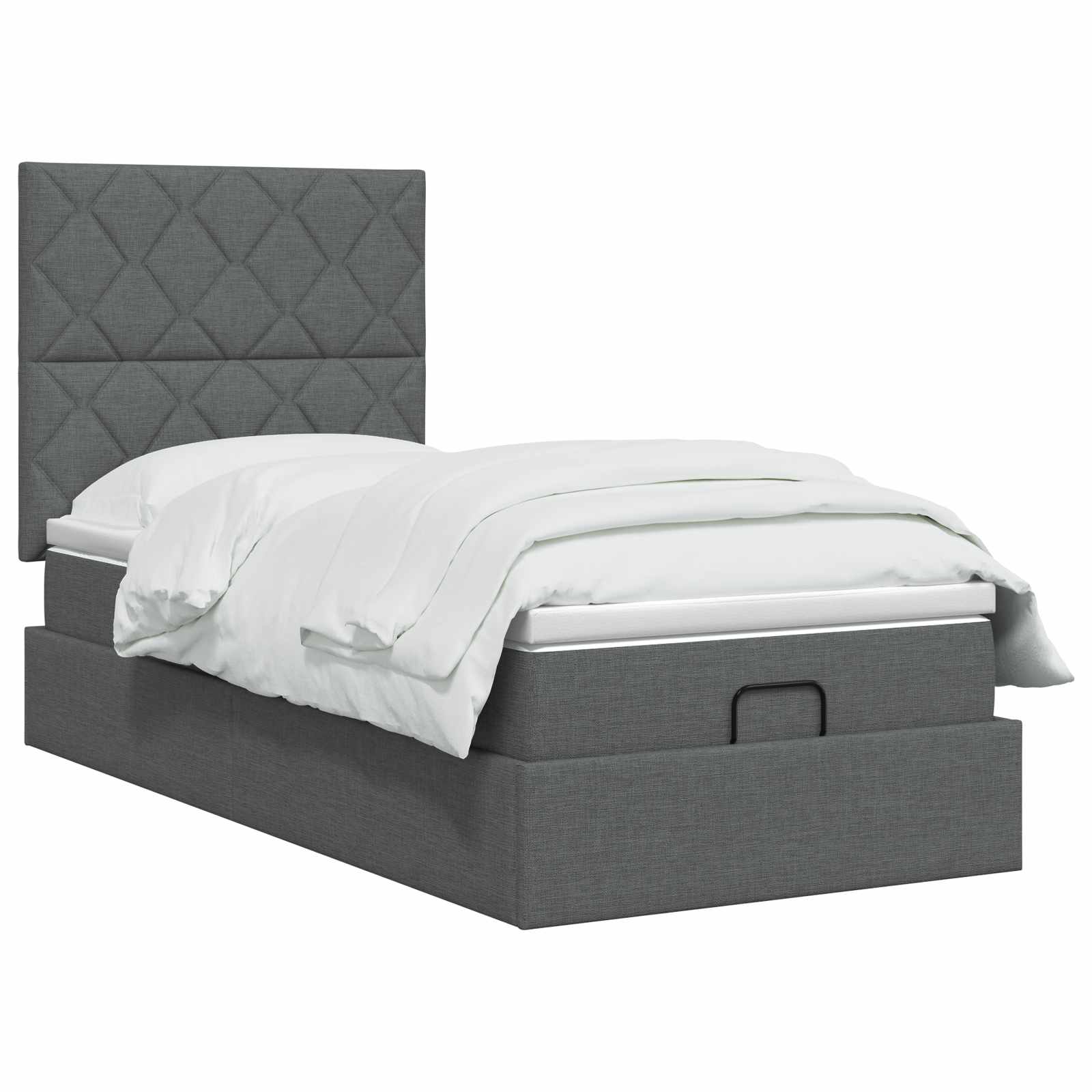 Ottoman Bett mit Matratze Dunkelgrau 80 x 200 cm Stoff
