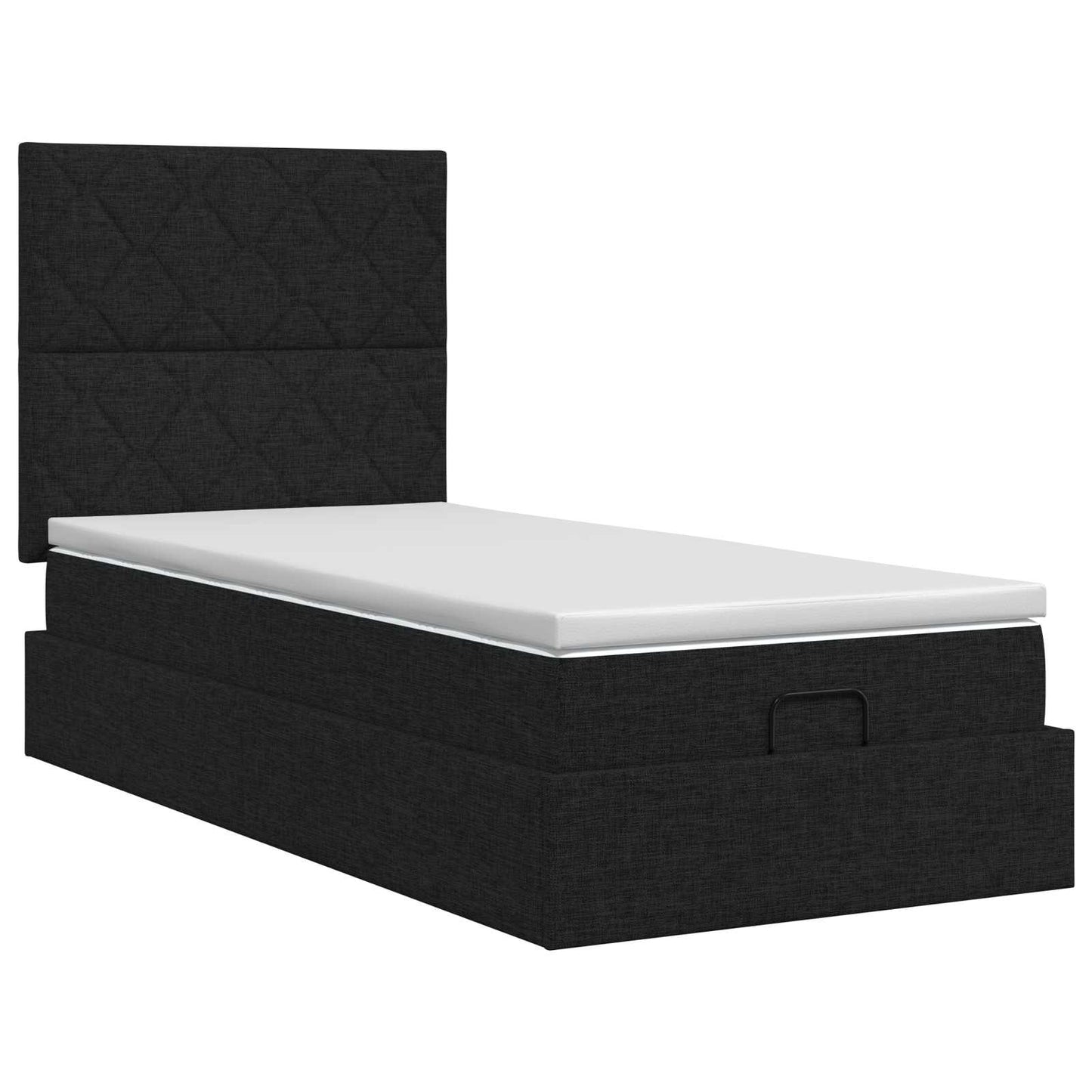 Ottoman Bett mit Matratze Schwarz 80 x 200 cm Stoff