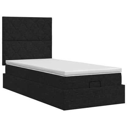 Ottoman Bett mit Matratze Schwarz 80 x 200 cm Stoff