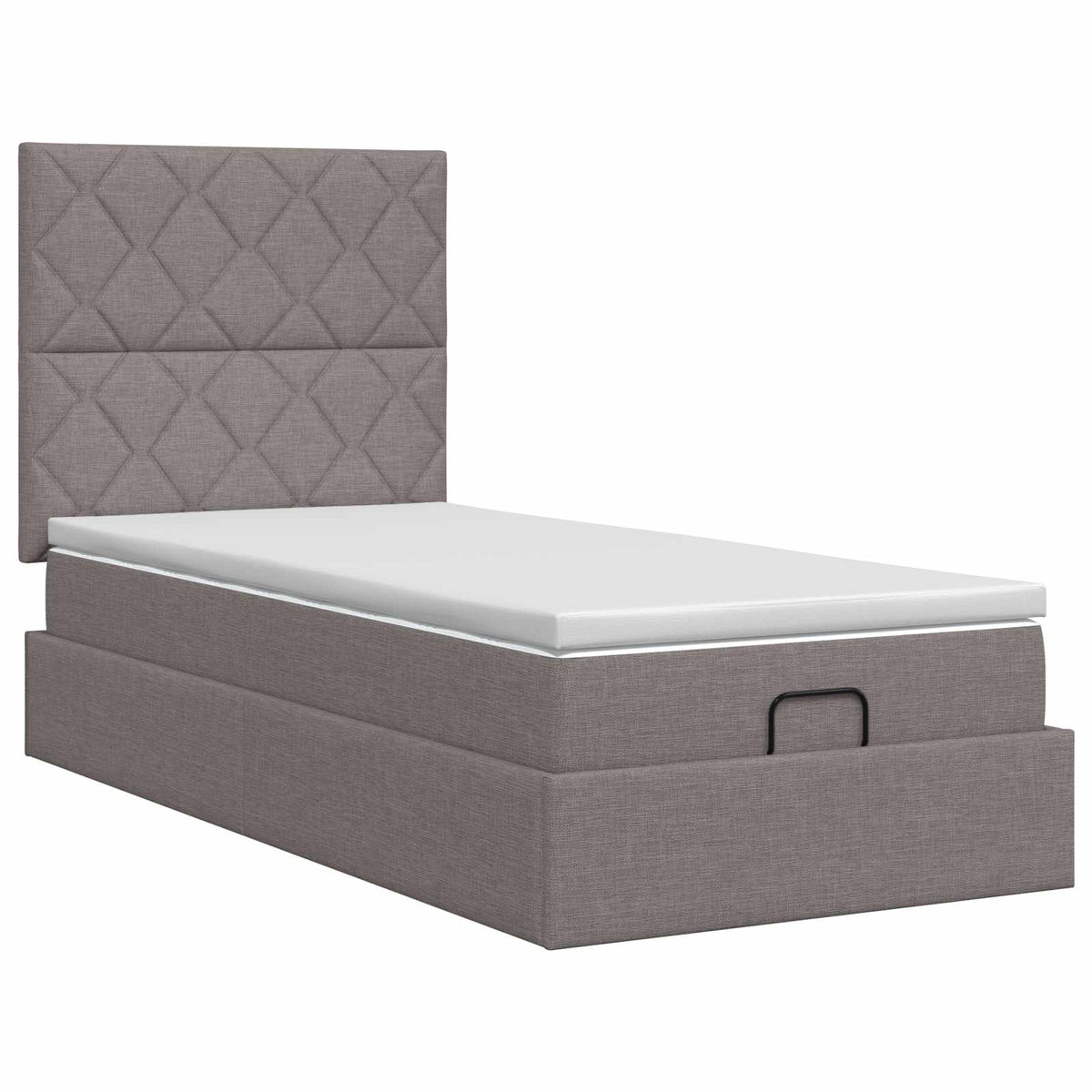 Ottoman Bett mit Matratze mit Kopfteil Taupe 80 x 200 cm Stoff