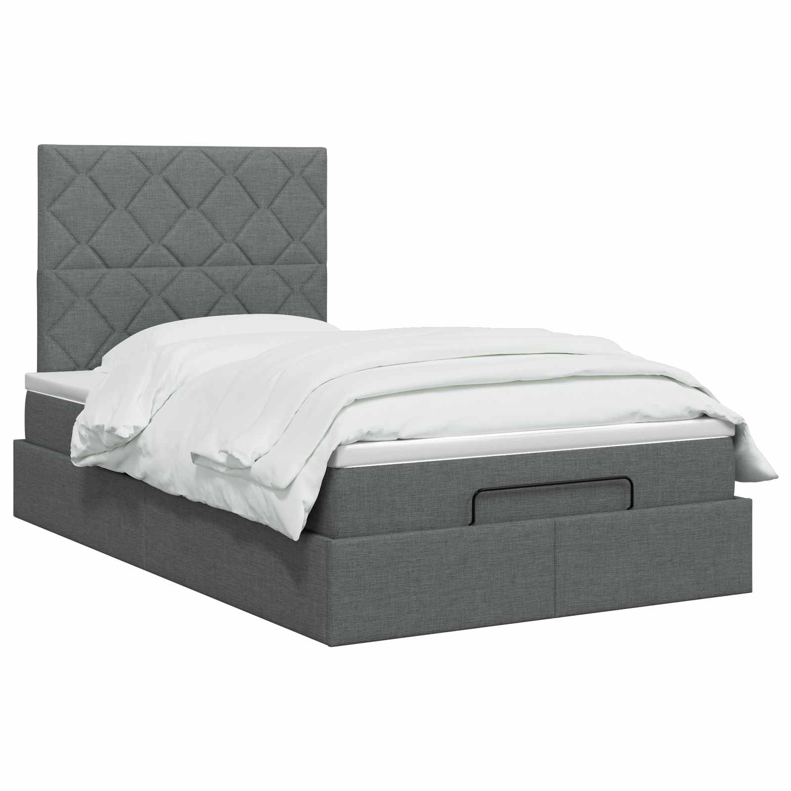 Ottoman Bett mit Matratze Dunkelgrau 120 x 190 cm Stoff