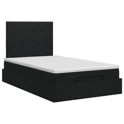 Ottoman Bett mit Matratze Schwarz 120 x 190 cm Stoff