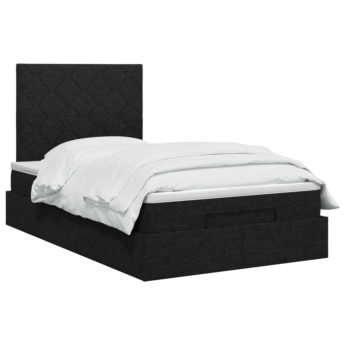 Ottoman Bett mit Matratze Schwarz 120 x 190 cm Stoff