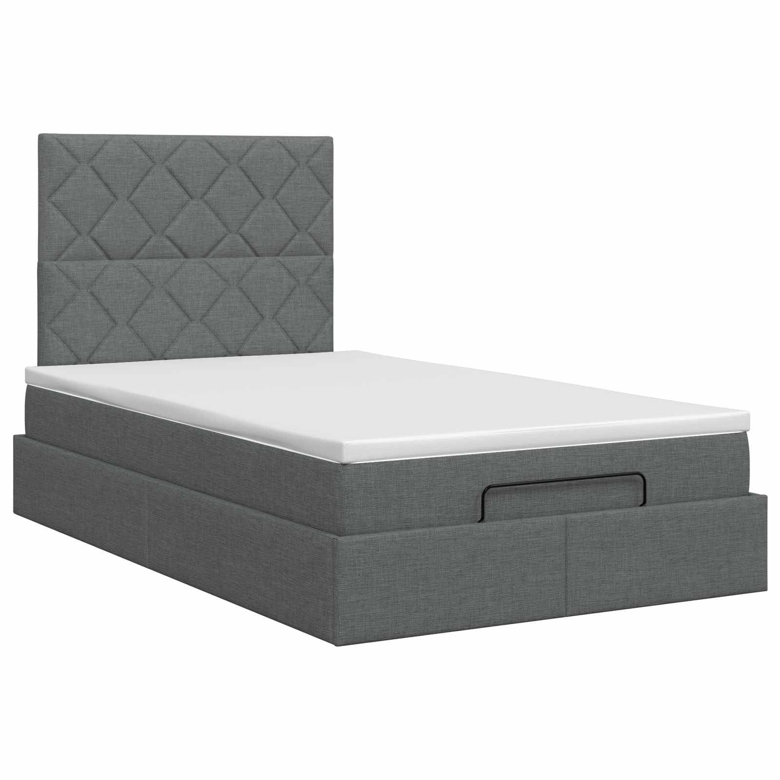 Ottoman Bett mit Matratze Dunkelgrau 120 x 200 cm Stoff