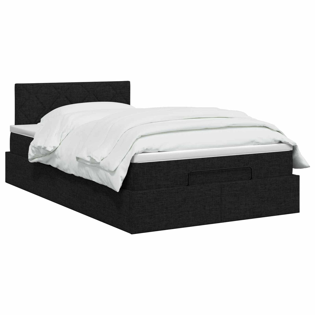 Ottoman Bett mit Matratze Schwarz 120 x 200 cm Stoff
