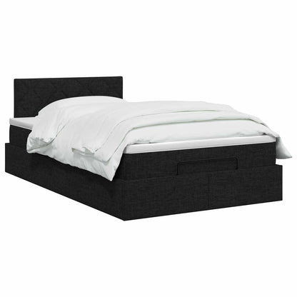 Ottoman Bett mit Matratze Schwarz 120 x 200 cm Stoff