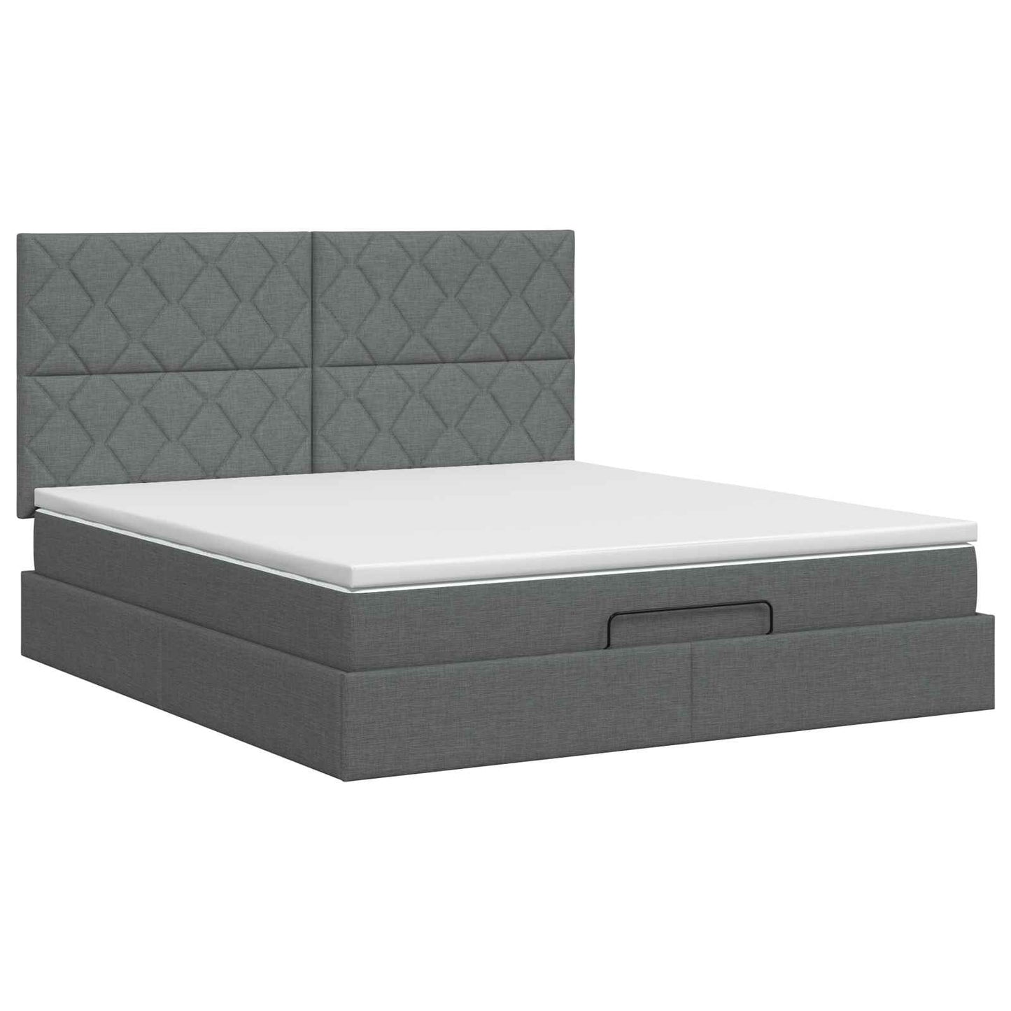 Ottoman Bett mit Matratze Dunkelgrau 140 x 190 cm Stoff
