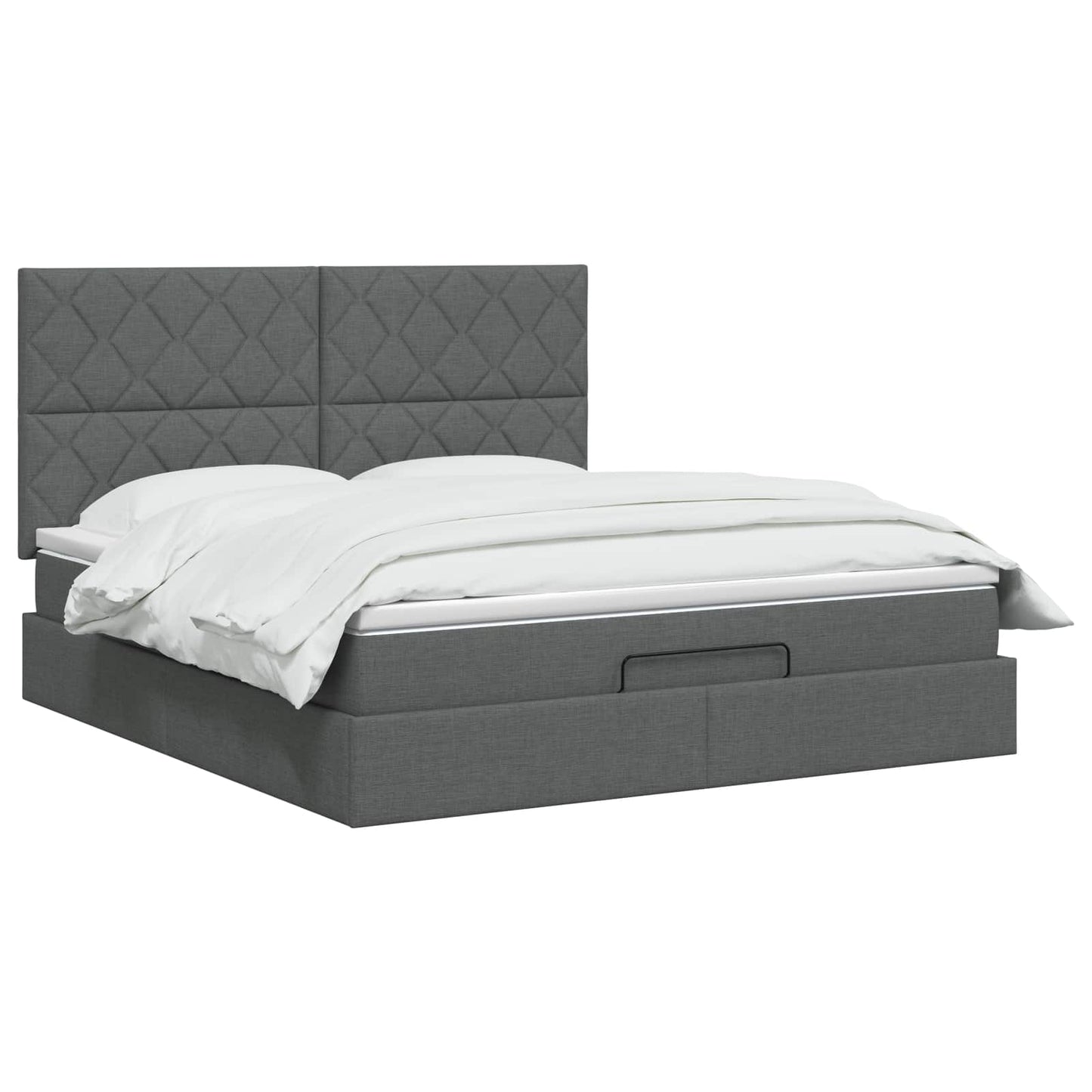 Ottoman Bett mit Matratze Dunkelgrau 140 x 190 cm Stoff