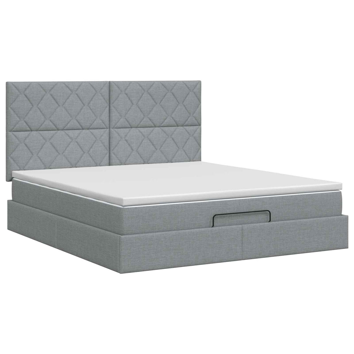 Ottoman Bett mit Matratze Hellgrau 160 x 200 cm Stoff