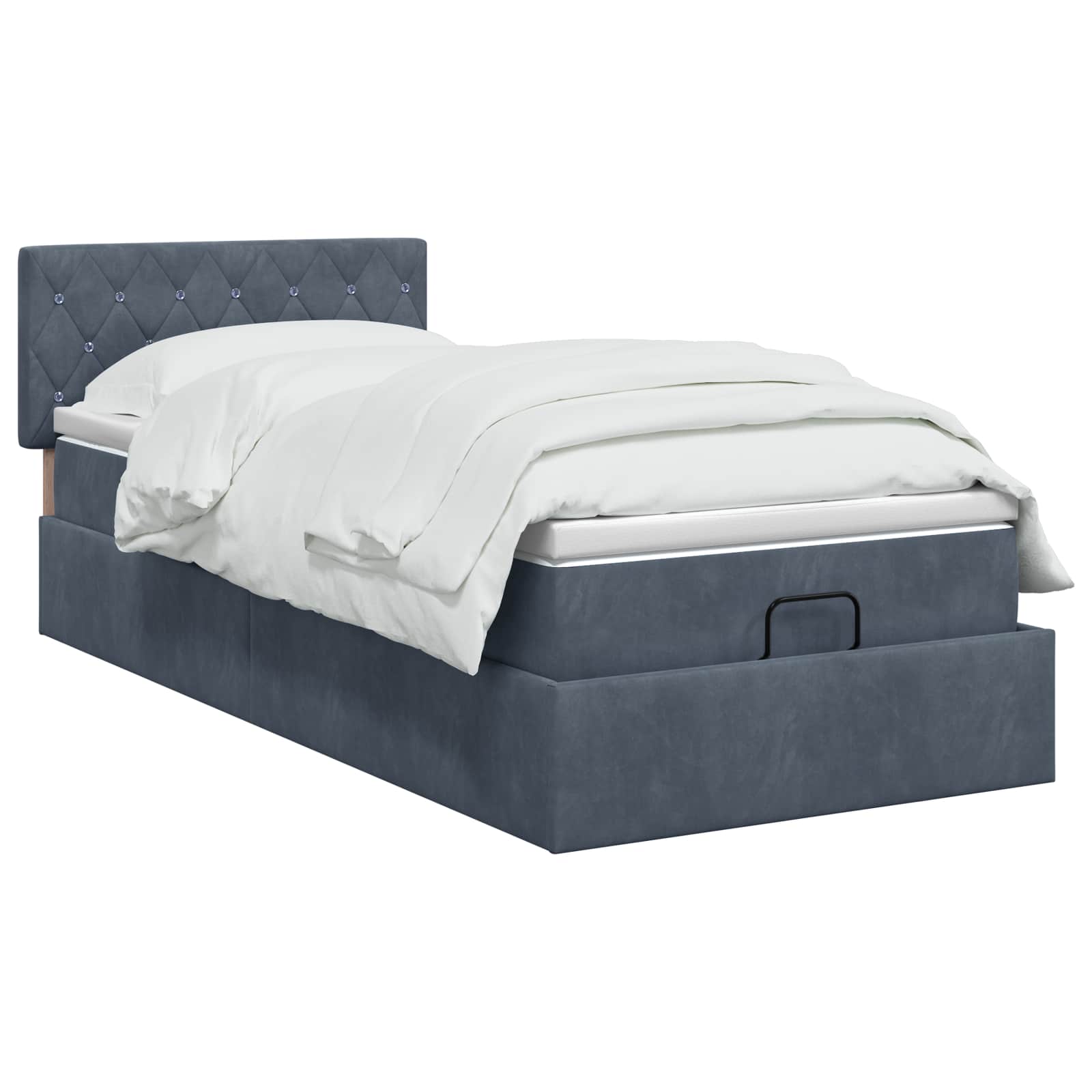 Ottoman Bett mit Matratze Dunkelgrau 80 x 200 cm Samt