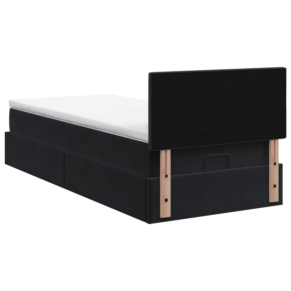 Ottoman Bett mit Matratze mit Kopfteil Schwarz 90 x 200 cm Samt