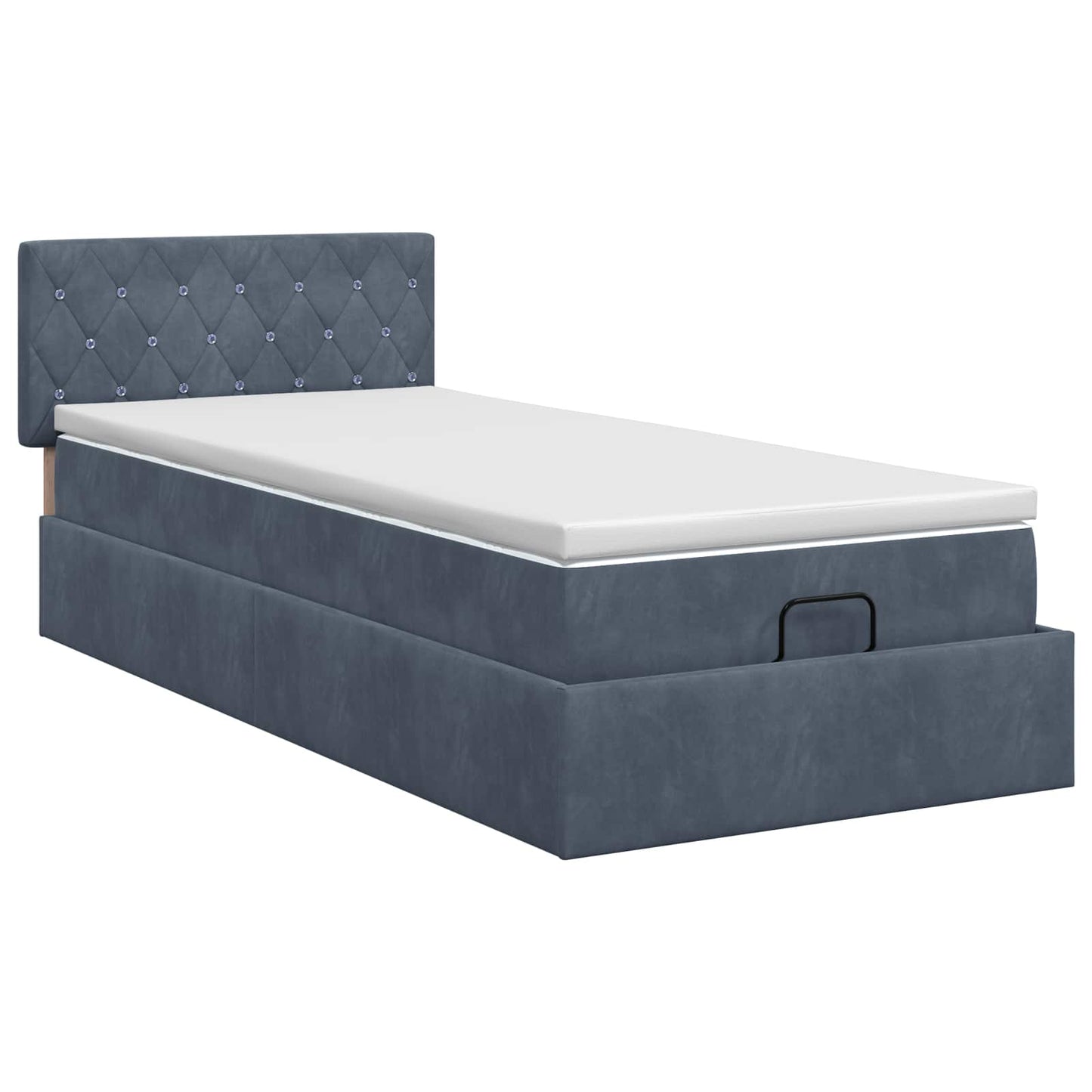 Ottoman Bett mit Matratze Dunkelgrau 100 x 200 cm Samt