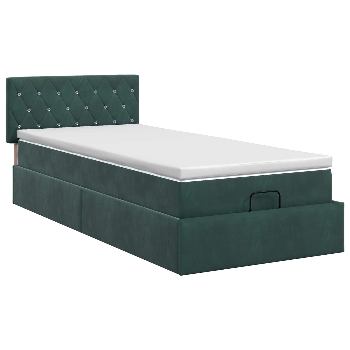 Ottoman Bett mit Matratze Dunkelgrün 100 x 200 cm Samt
