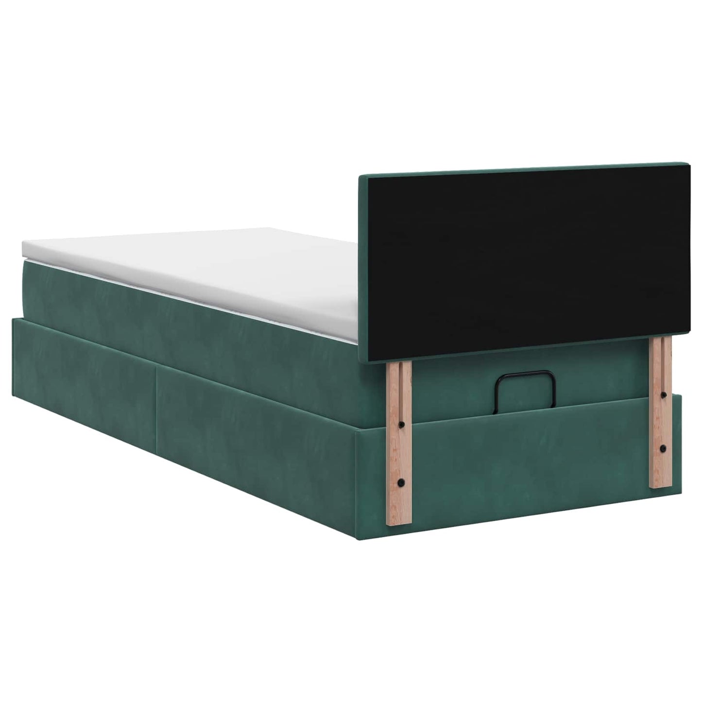 Ottoman Bett mit Matratze Dunkelgrün 100 x 200 cm Samt