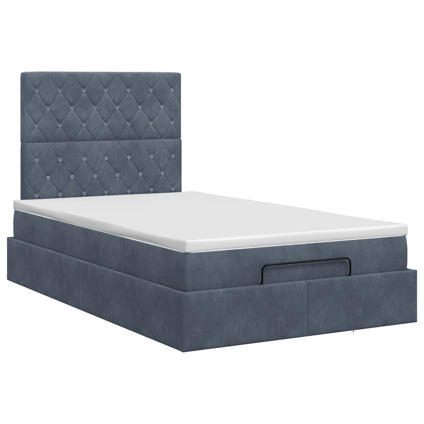 Ottoman Bett mit Matratze Dunkelgrau 120 x 190 cm Samt
