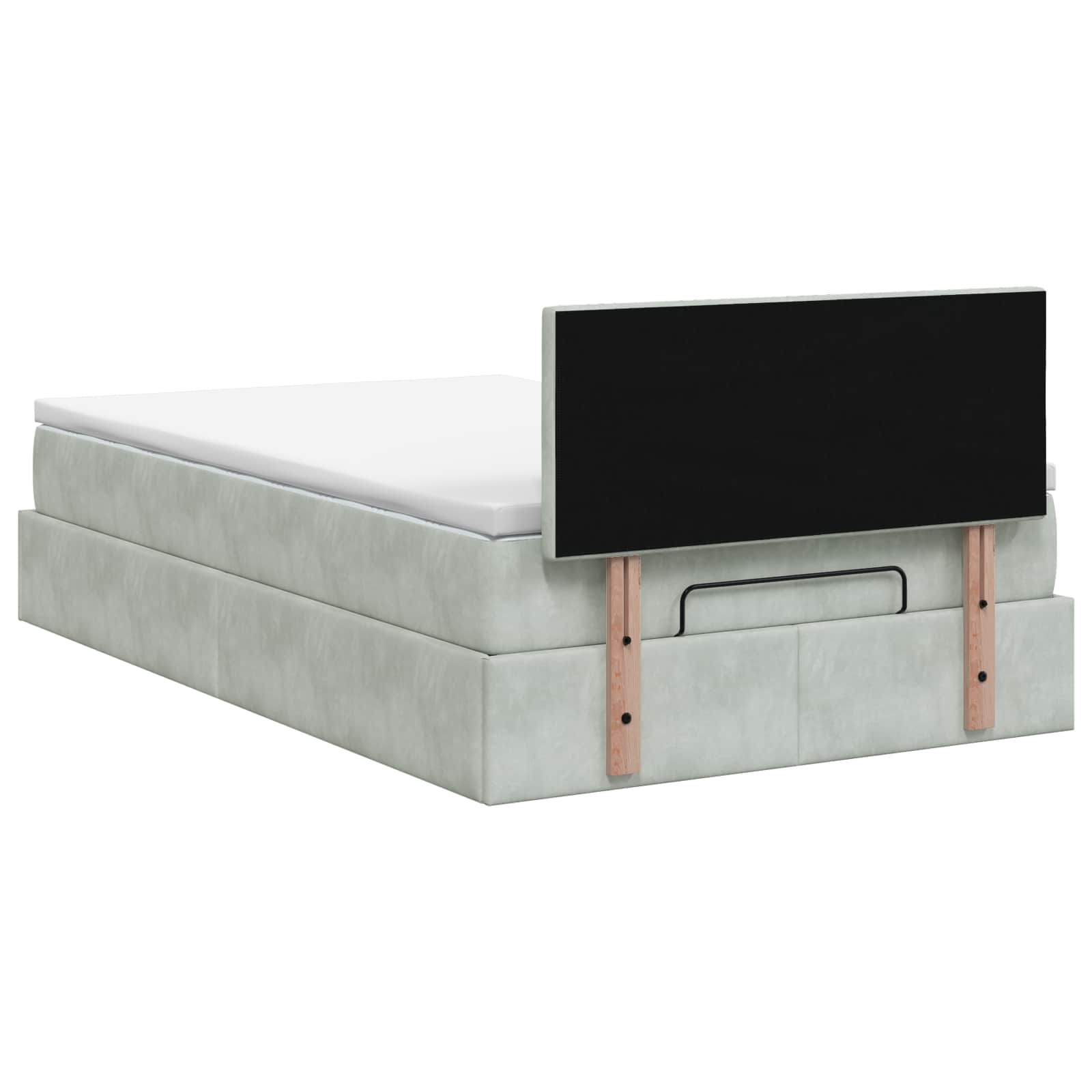Ottoman Bett mit Matratze Hellgrau 120 x 200 cm Samt