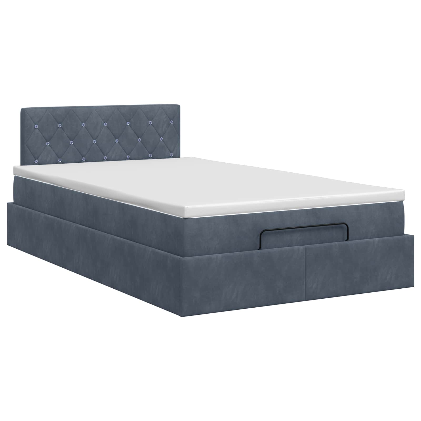Ottoman Bett mit Matratze Dunkelgrau 120 x 200 cm Samt