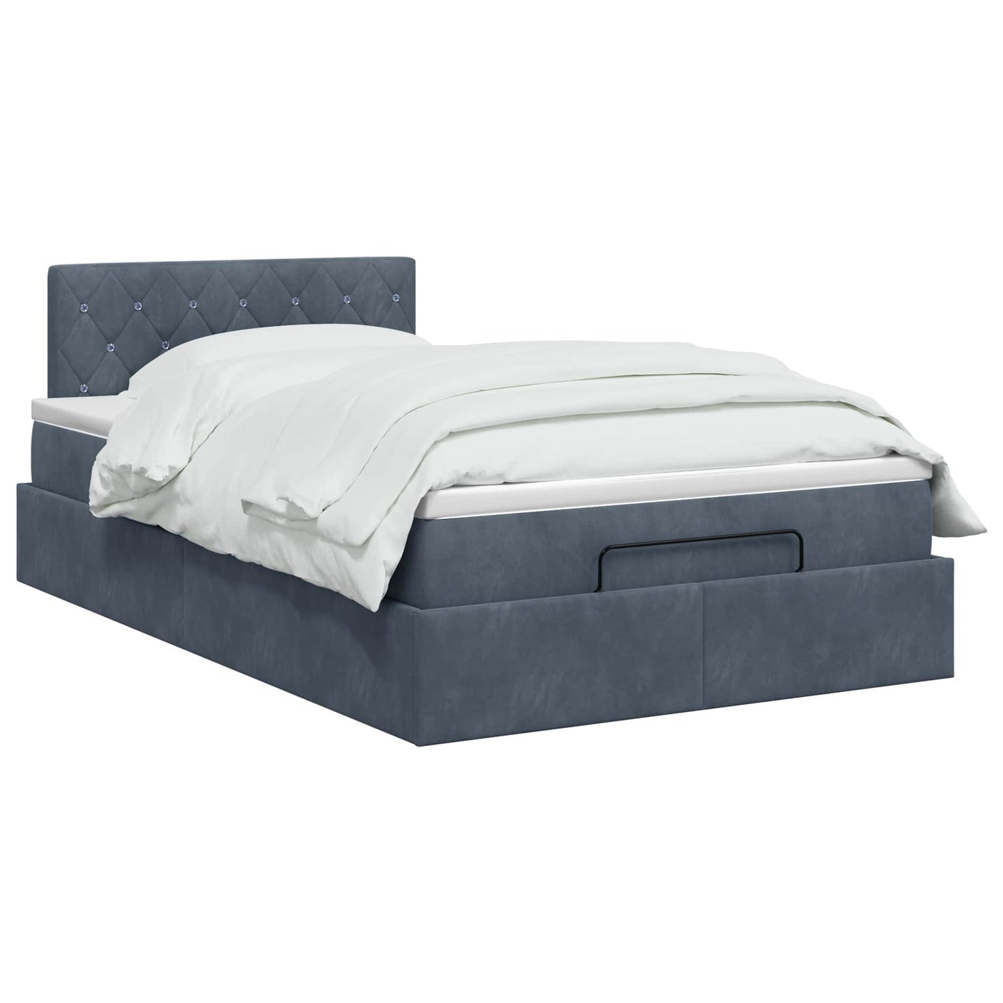Ottoman Bett mit Matratze Dunkelgrau 120 x 200 cm Samt