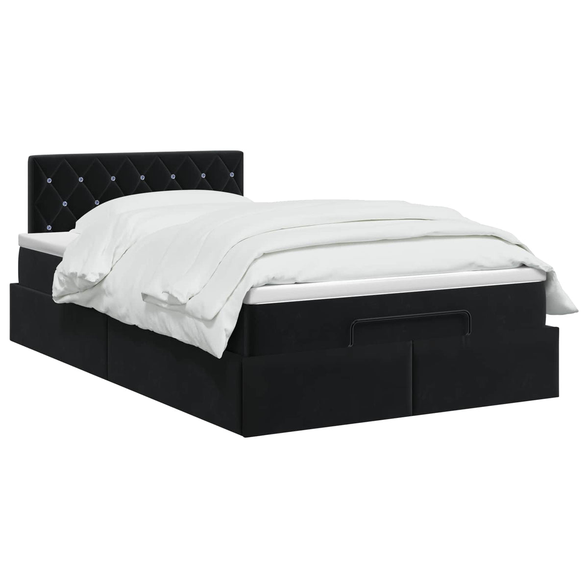 Ottoman Bett mit Matratze Schwarz 120 x 200 cm Samt