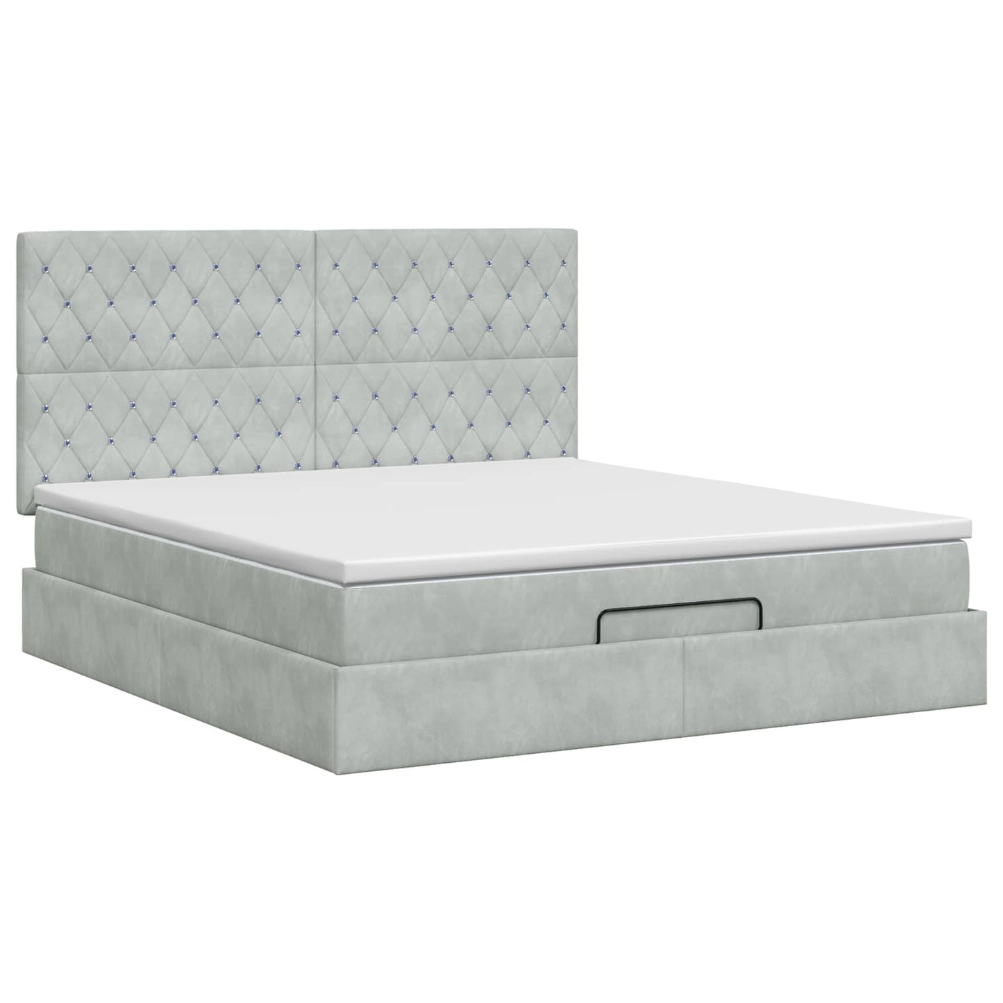 Ottoman Bett mit Matratze Hellgrau 140 x 190 cm Samt