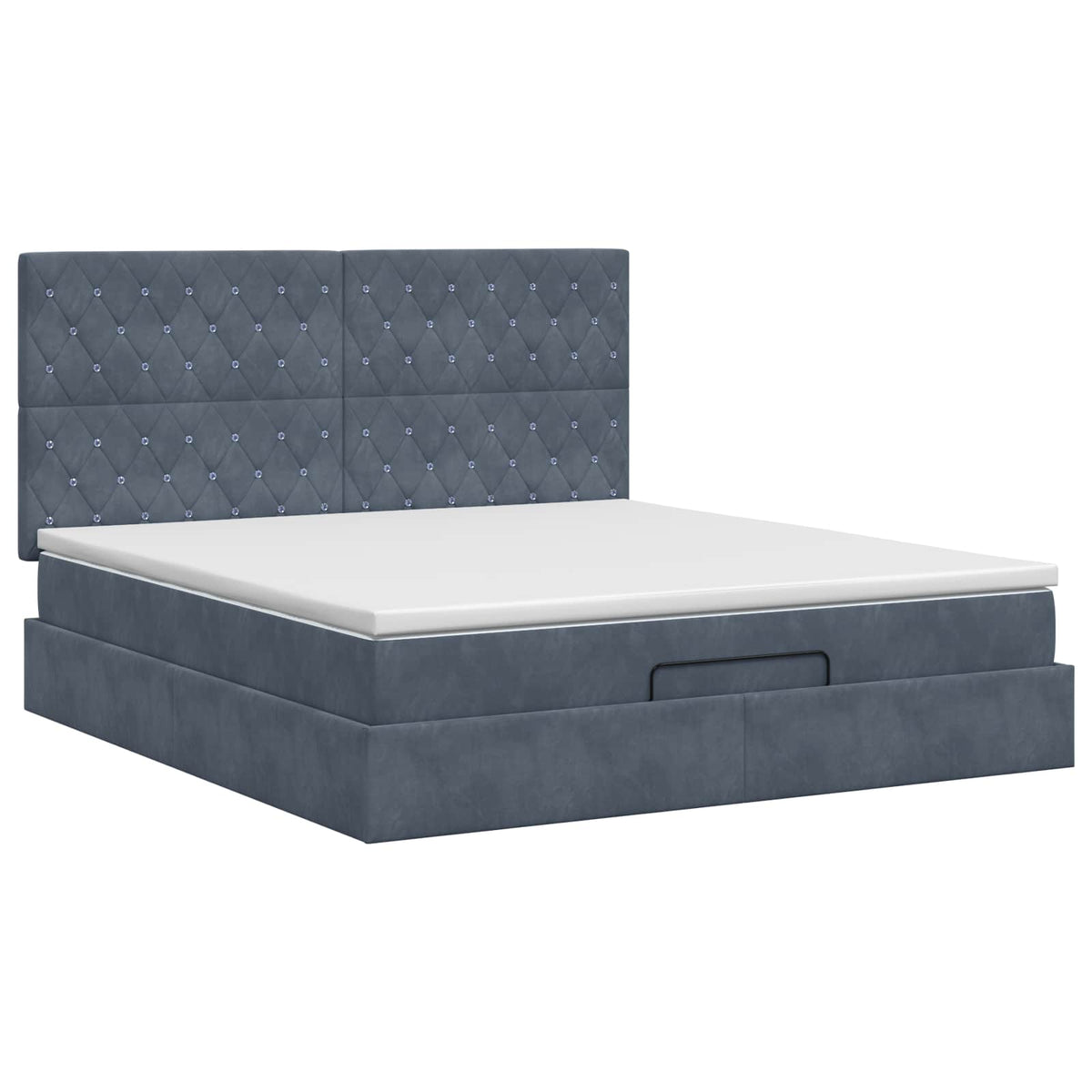 Ottoman Bett mit Matratze Dunkelgrau 140 x 190 cm Samt