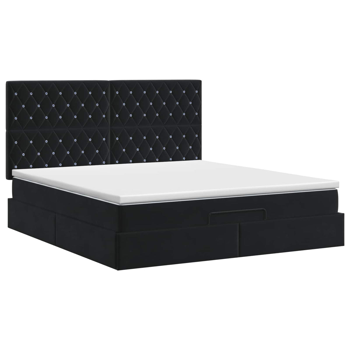 Ottoman Bett mit Matratze Schwarz 140 x 190 cm Samt
