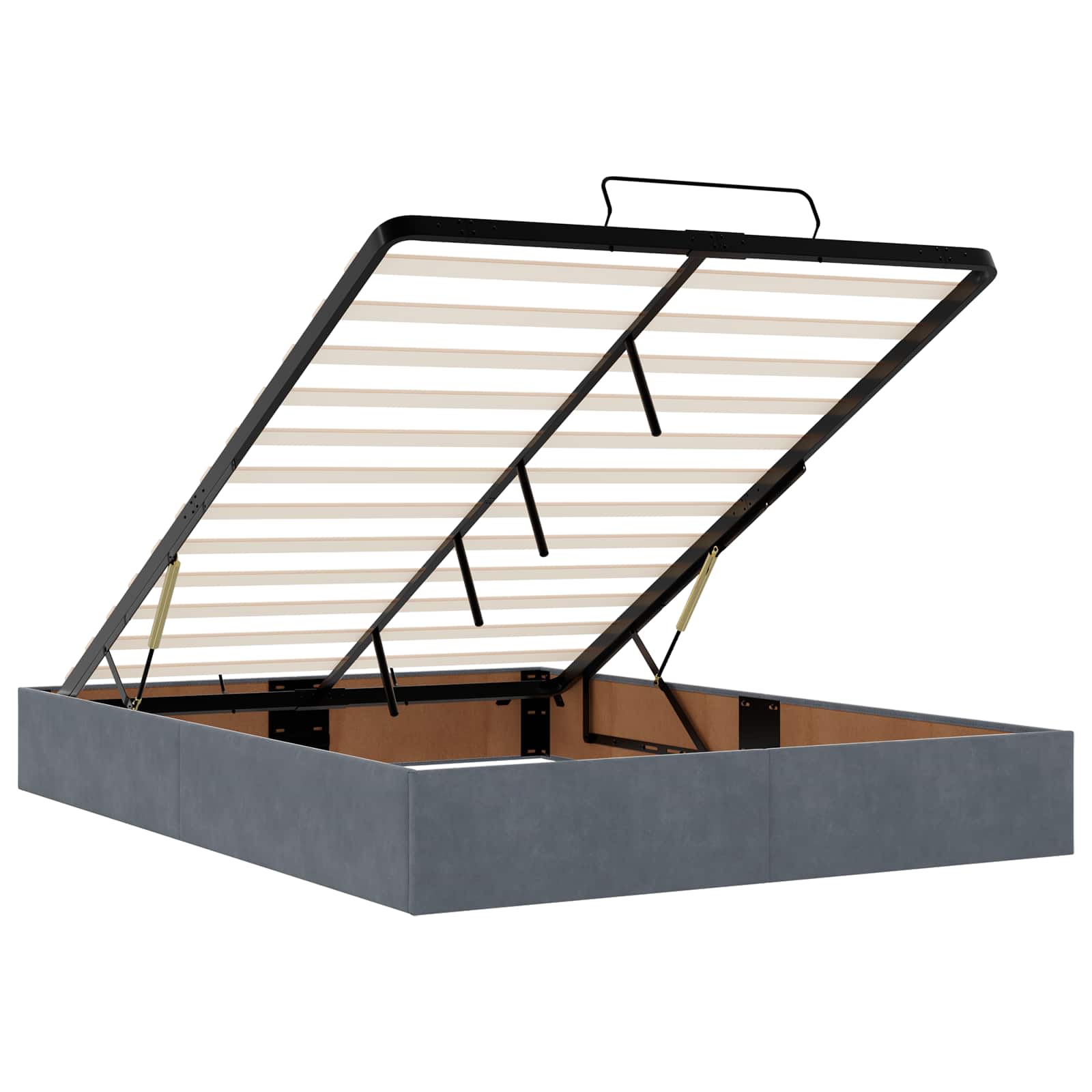 Ottoman Bett mit Matratze Dunkelgrau 140 x 200 cm Samt