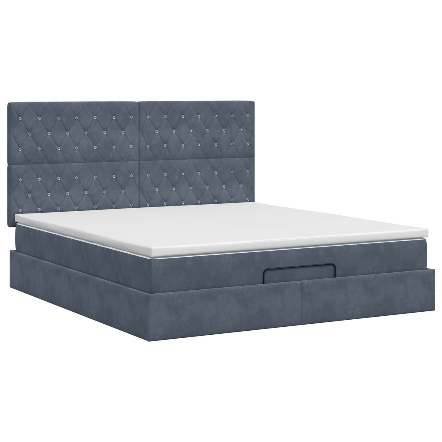 Ottoman Bett mit Matratze Dunkelgrau 140 x 200 cm Samt