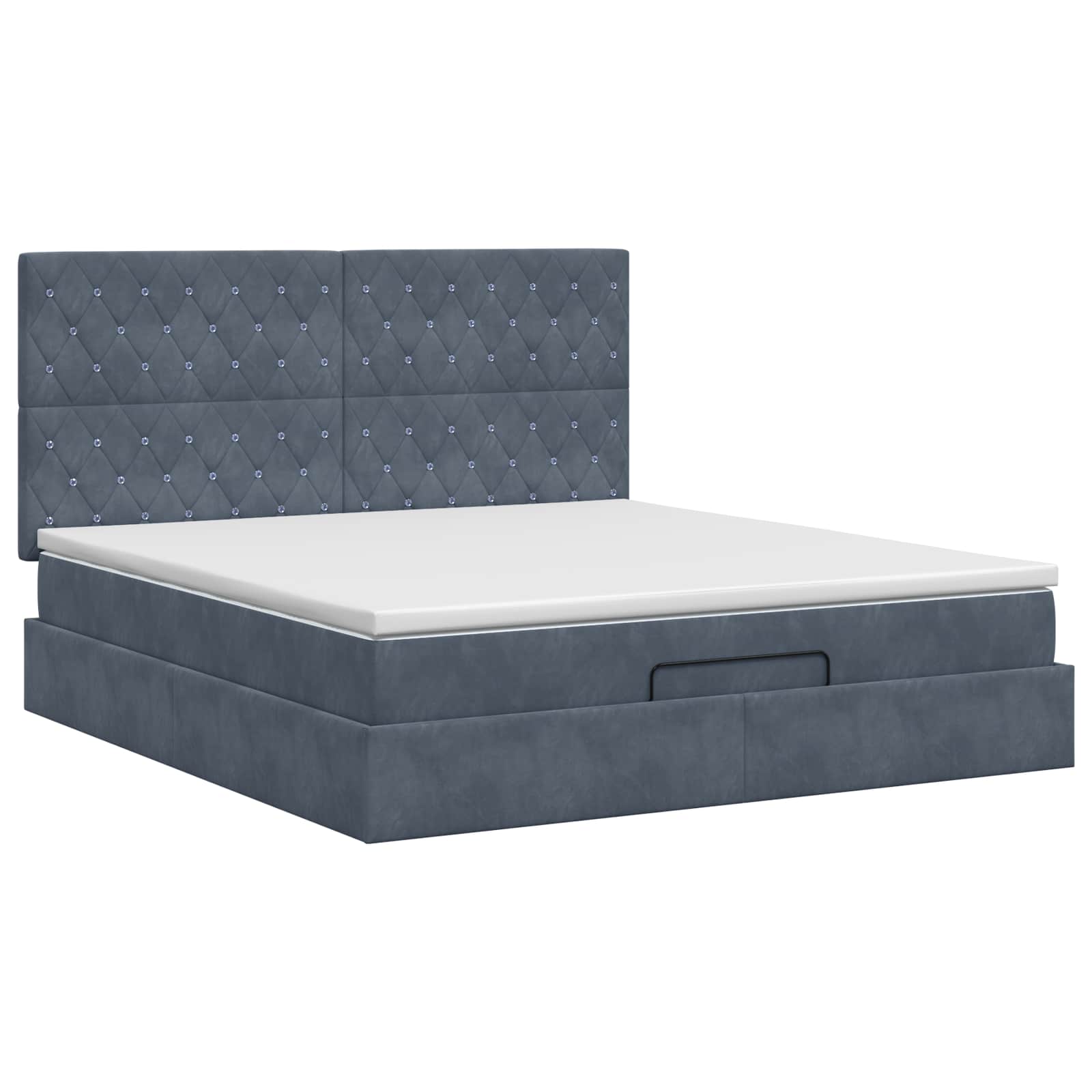 Ottoman Bett mit Matratze Dunkelgrau 140 x 200 cm Samt