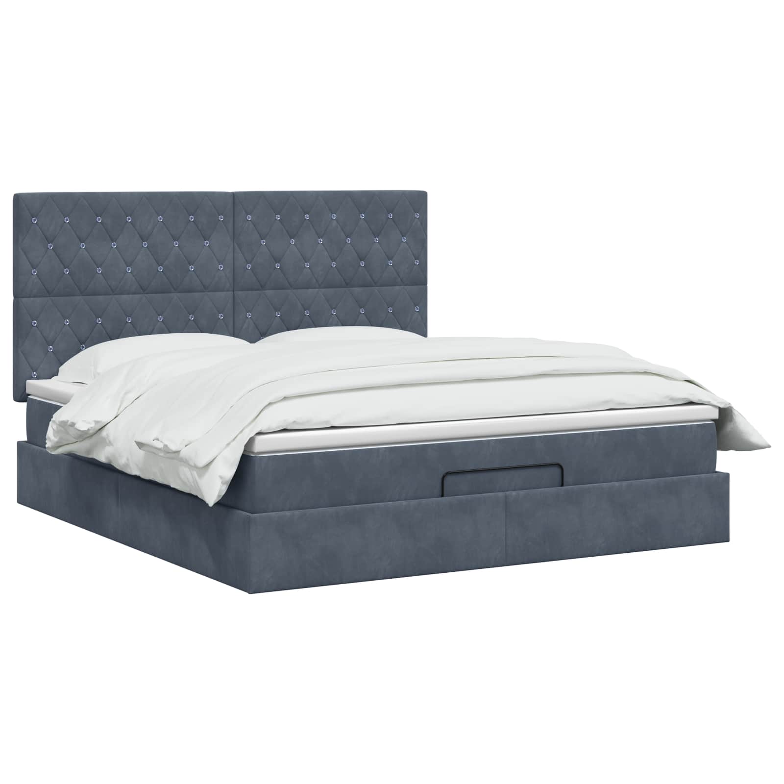 Ottoman Bett mit Matratze Dunkelgrau 140 x 200 cm Samt