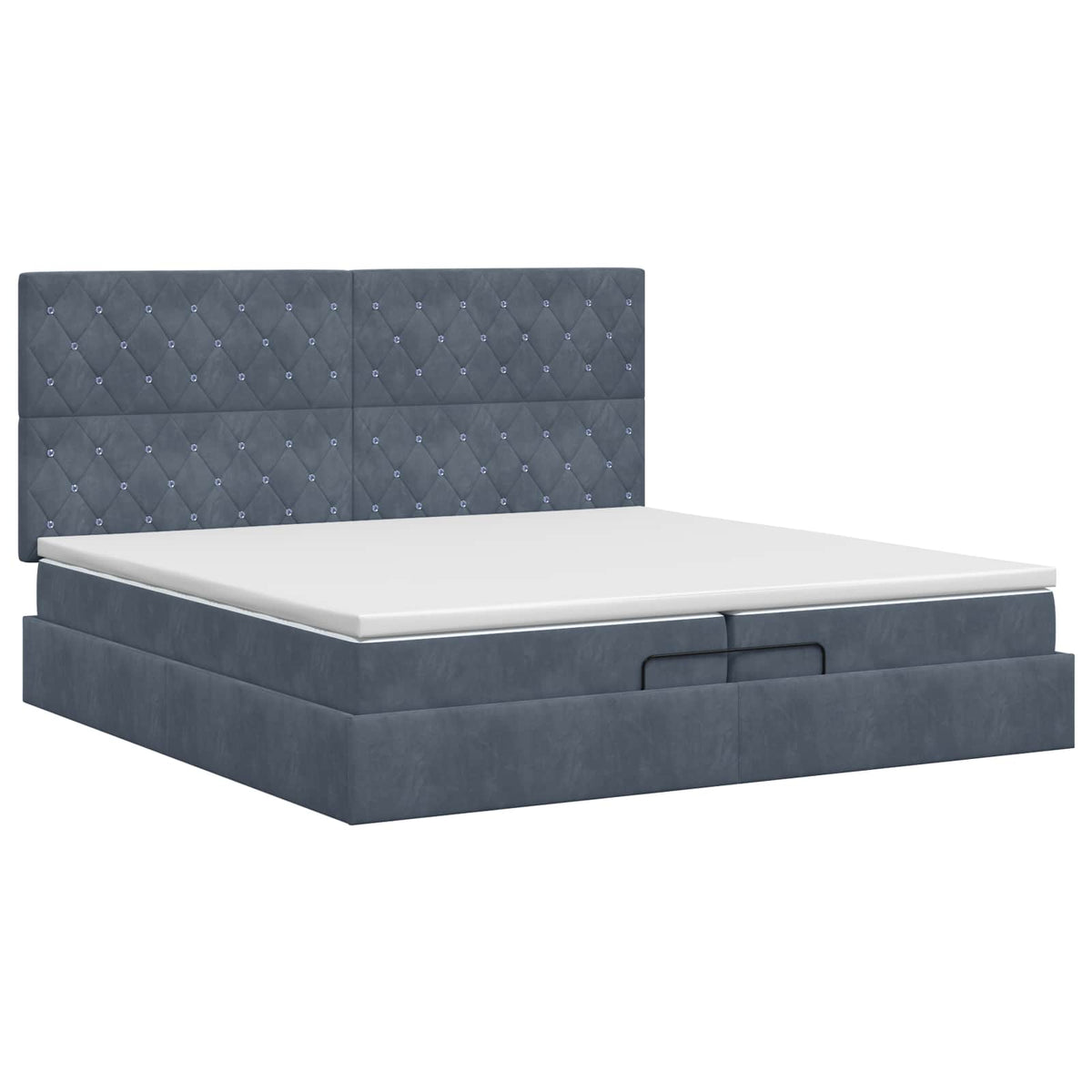 Ottoman Bett mit Matratze Dunkelgrau 200 x 200 cm Samt