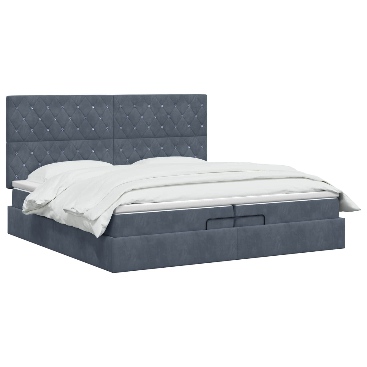 Ottoman Bett mit Matratze Dunkelgrau 200 x 200 cm Samt
